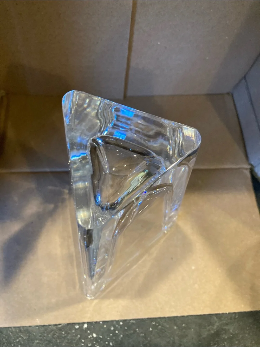 Mikasa Safari clear Crystal triangular vase